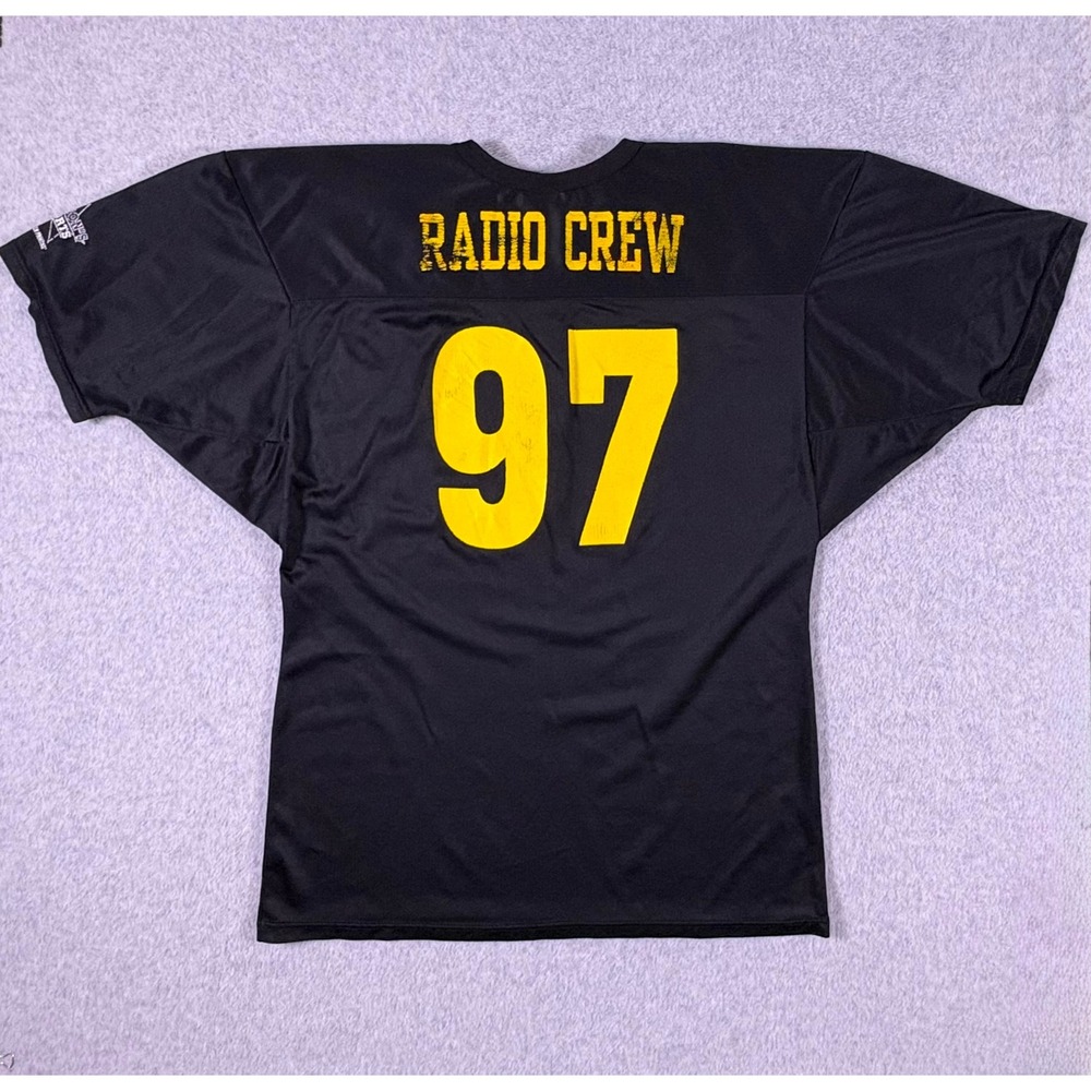 Vintage Wilson US 97 Radio Crew Football Jersey Black Mens XL Classic Rock 90s